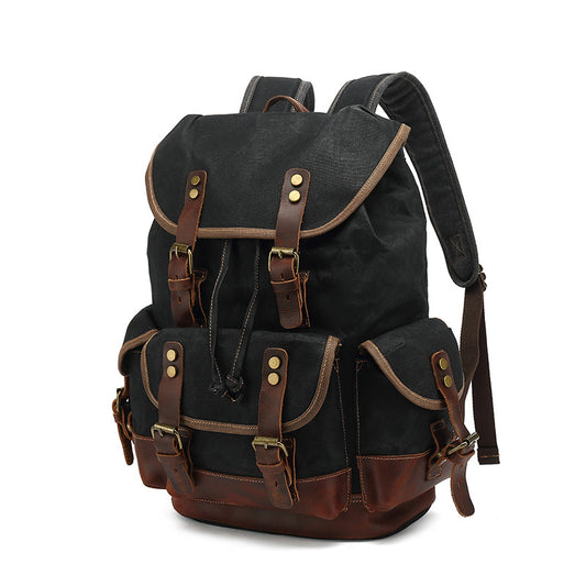 Vintage waterproof large capacity oil waxed canvas backpack Travel outdoor men's and women's laptop bags can be customized logo